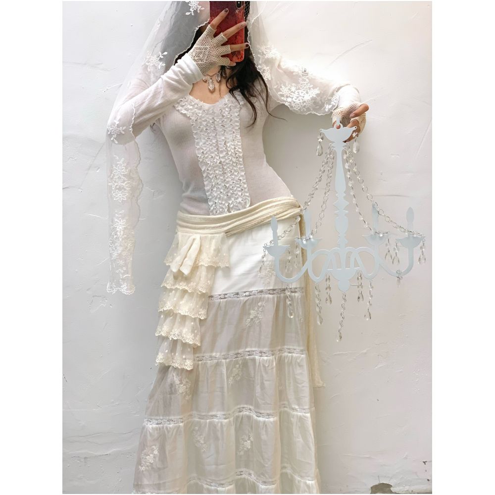 Vintage Court Style Lace Collar Off White Scarf image 4