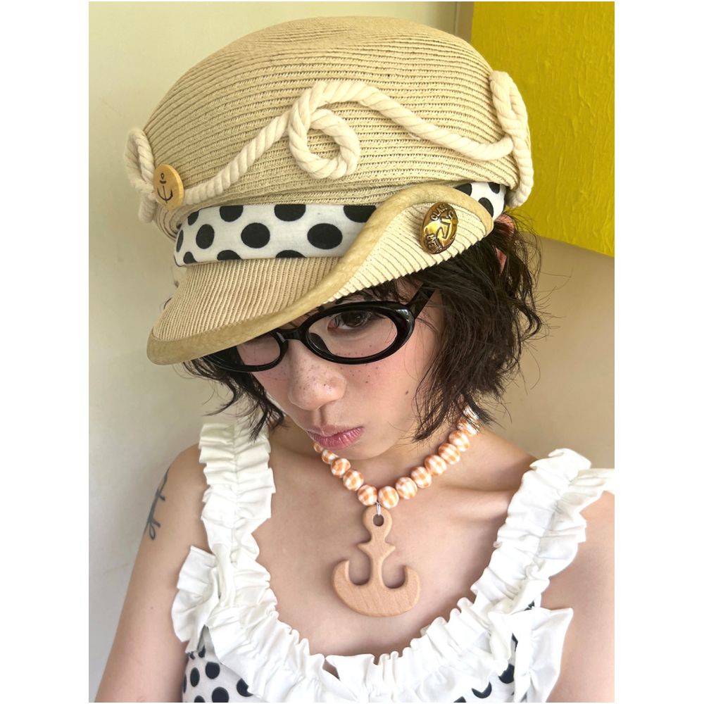 Shen Yue Liang Bu Zheng Ali Beibei Xiao Zhan doechii same style original polka dot straw hat for all seasons to flatter your face image 0