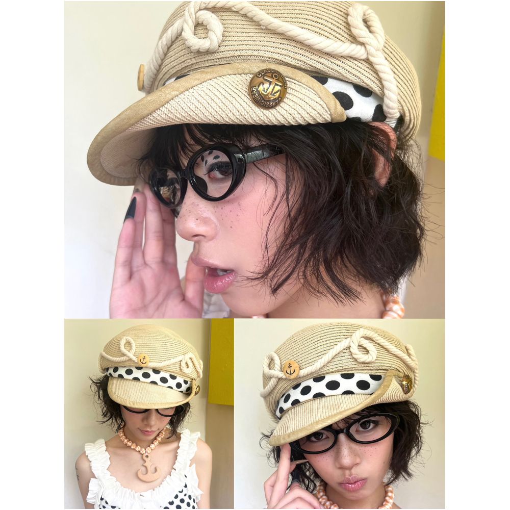 Shen Yue Liang Bu Zheng Ali Beibei Xiao Zhan doechii same style original polka dot straw hat for all seasons to flatter your face image 1