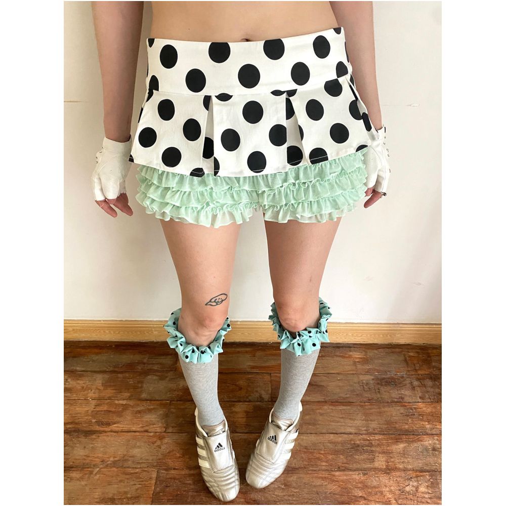 Nit Alcove faux two piece polka dot stretch lace shorts slimming comfortable cute heavy duty shorts image 0