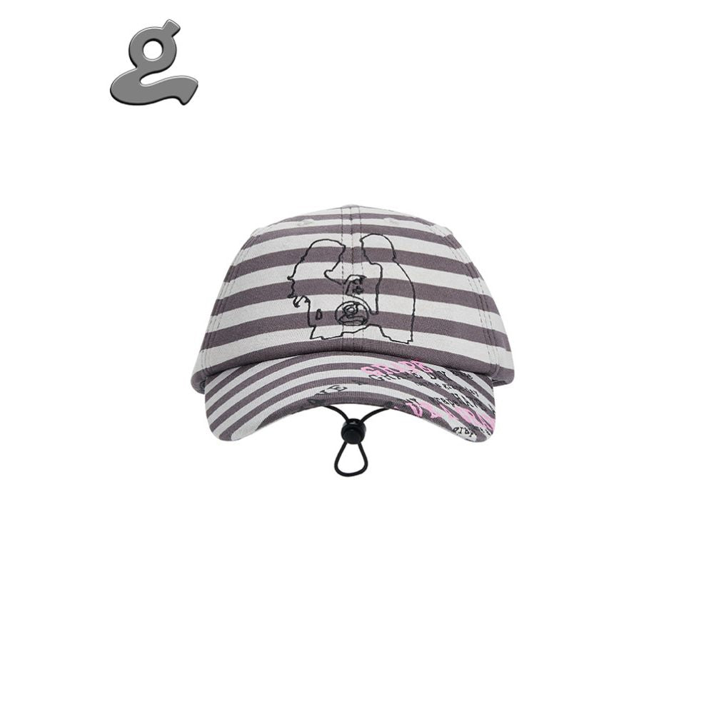 Striped Print Embroidered Logo Baseball Cap image 0