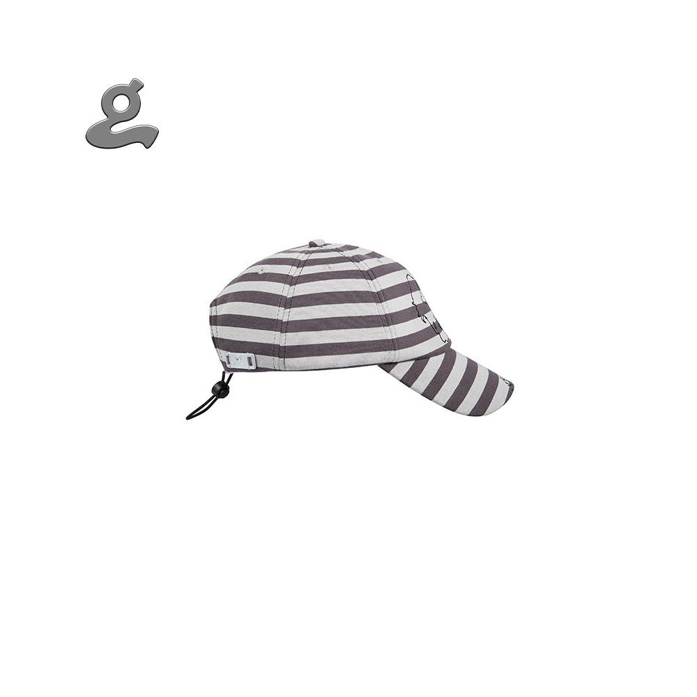 Striped Print Embroidered Logo Baseball Cap