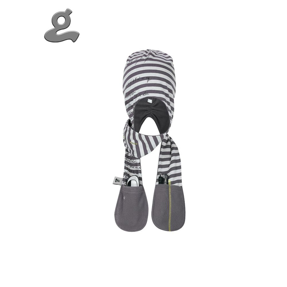 Striped integrated hoodie with storage pocket and scarf image 2