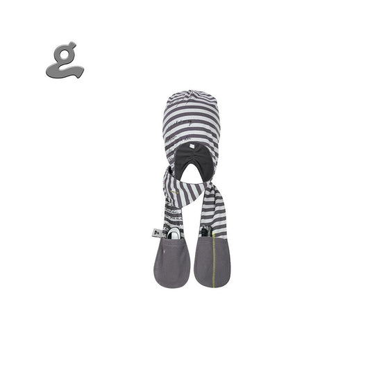Striped Integrated Hoodie With Storage Pocket And Scarf