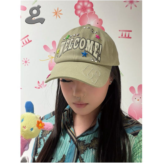 Star Studded Canvas Baseball Cap image 0