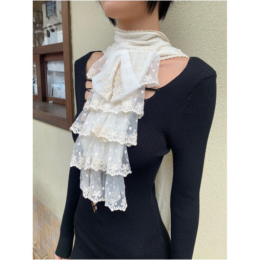 Vintage Court Style Lace Collar Off White Scarf image 0